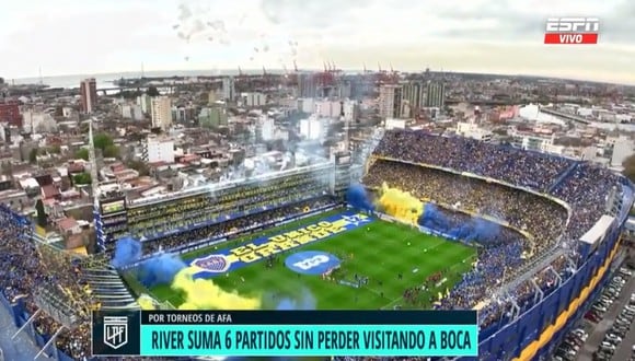Tremendo recibimientos de los hinchas de Boca Juniors en la previa del Superclásico. (Foto: Captura ESPN)