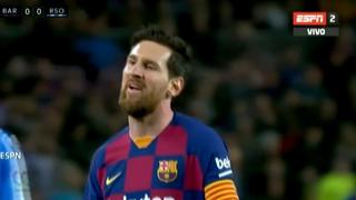 Messi, pero qué haces: durísima falta le costó la amarilla en el Barcelona vs. Real Sociedad [VIDEO]