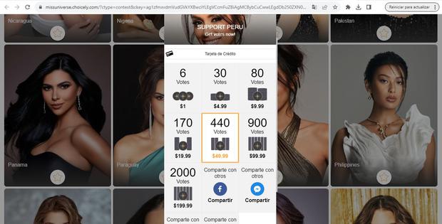 Step by step to vote for your favorite candidate in Miss Universe 2023. (Photo: Capture)