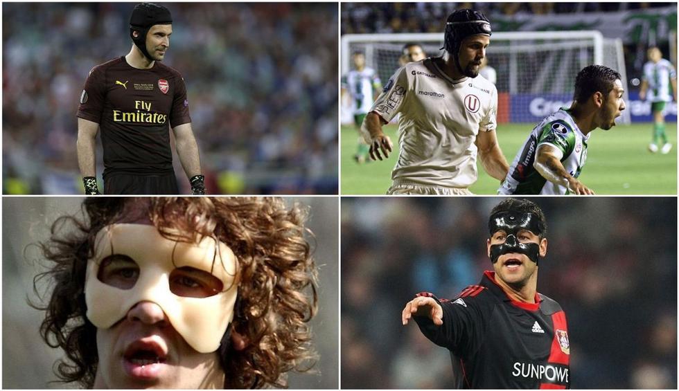 Los jugadores que recurrieron a los cascos o máscaras para hacer fútbol. (Getty)