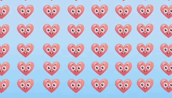 En esta imagen hay varios corazones. Tienes que ubicar el que es diferente al resto. (Foto: genial.guru)