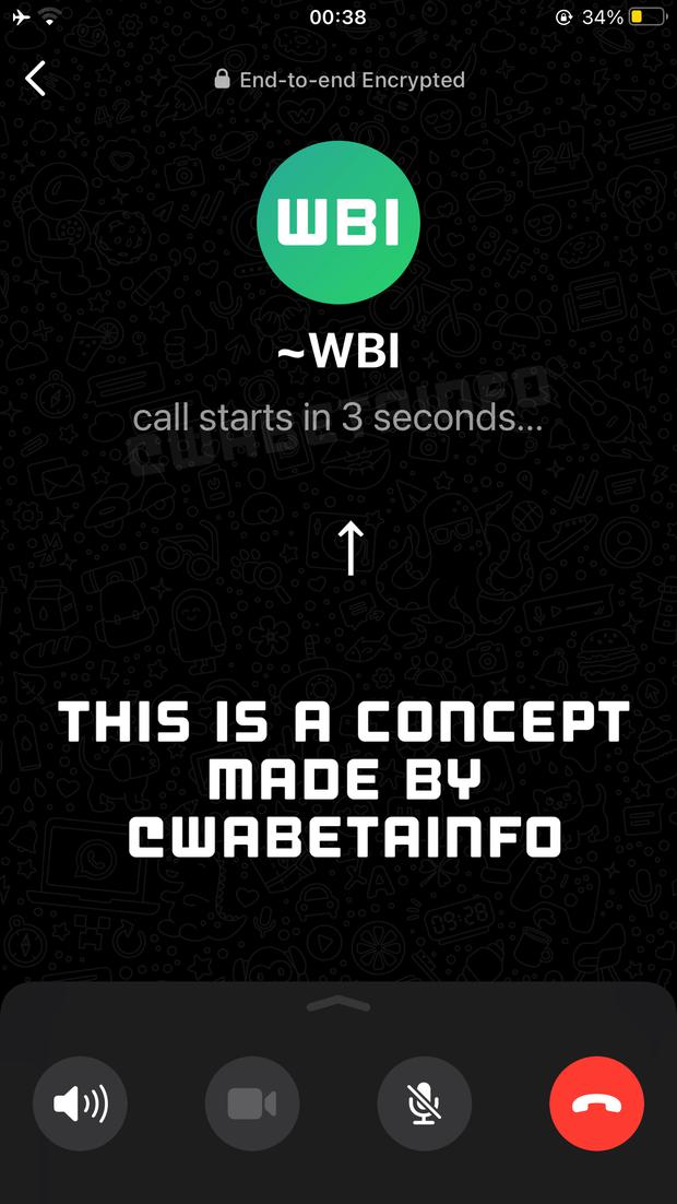 This is what the call alert would look like on WhatsApp.  Photo: WaBetainfo