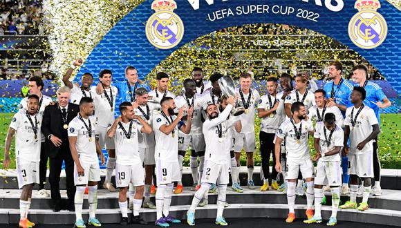 La Supercopa de Europa es el título número 98 para el Real Madrid. Cada vez más cerca de las 100 estrellas. (Foto: AFP)