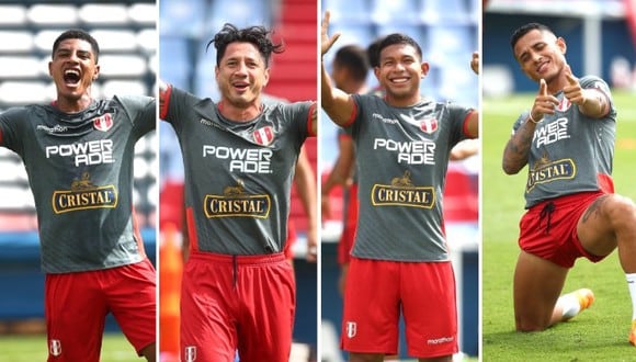 La Selección Peruana y su característico bien humor en los entrenamientos. (Foto: Prensa FPF / Collage)