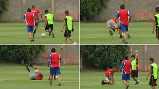 Paolo Guerrero jugó una ‘pichanga’ en la Videna, lo patearon y sufrió terrible caída [VIDEO]