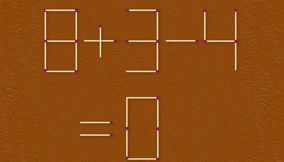 En esta imagen hay varios fósforos que forman una operación matemática. Tienes que mover uno para corregir dicho ejercicio. (Foto: genial.guru)