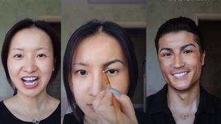 Mujer se transforma en Cristiano Ronaldo con un alucinante maquillaje