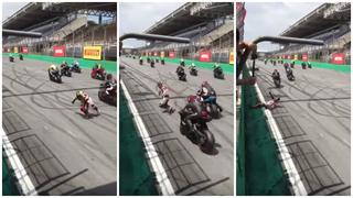 YouTube: motociclista se salvó de milagro de ser atropellado por rival en carrera [VIDEO]