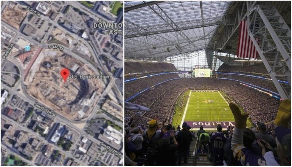 El US Bank Stadium de Minnesota se inauguró en 2016. (Foto: Getty Images / Captura: Google Maps)