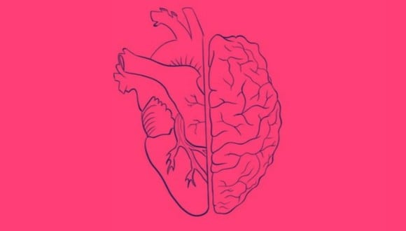 En esta imagen, cuyo fondo es de color rosado, se aprecia el dibujo de un corazón y el de un cerebro. (Foto: MDZ Online)