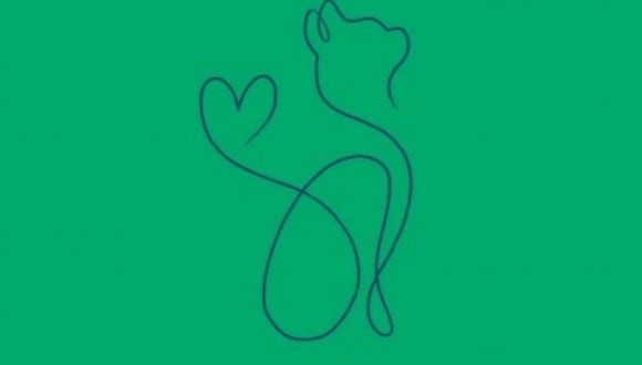 En esta imagen, cuyo fondo es de color verde, se aprecia el dibujo de un gato y el de un corazón. (Foto: MDZ Online)