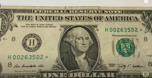 George Washington en el billete de 1 dólar (Foto: Beto coin/YouTube)