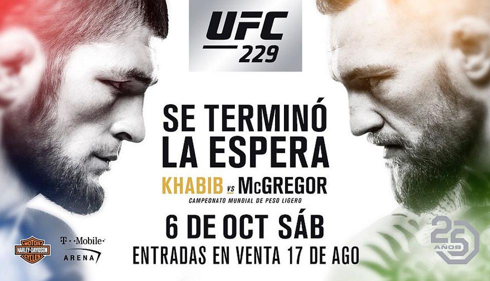 Conoce la cartelera actualizada del UFC 229 del próximo 6 de octubre. (UFC)