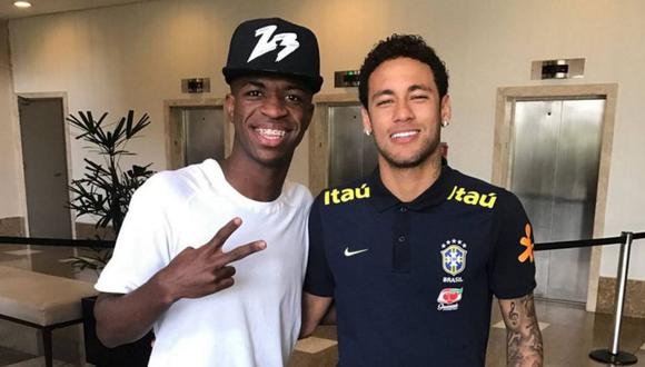 Uno de los sueños de Florentino Pérez era juntar a Vinicius y Neymar en el Madrid. (Twitter)