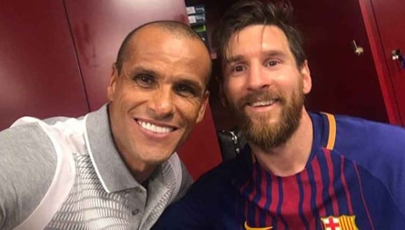 Rivaldo y Lionel Messi se encontraron después de un clásico ante el Real Madrid en 2018.