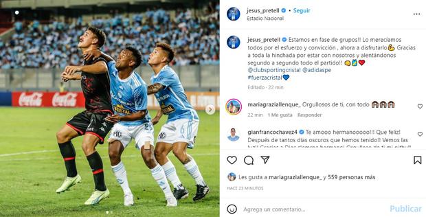 La publicación de Jesús Pretell tras la victoria de Sporting Cristal. (Imagen: Captura de Instagram)