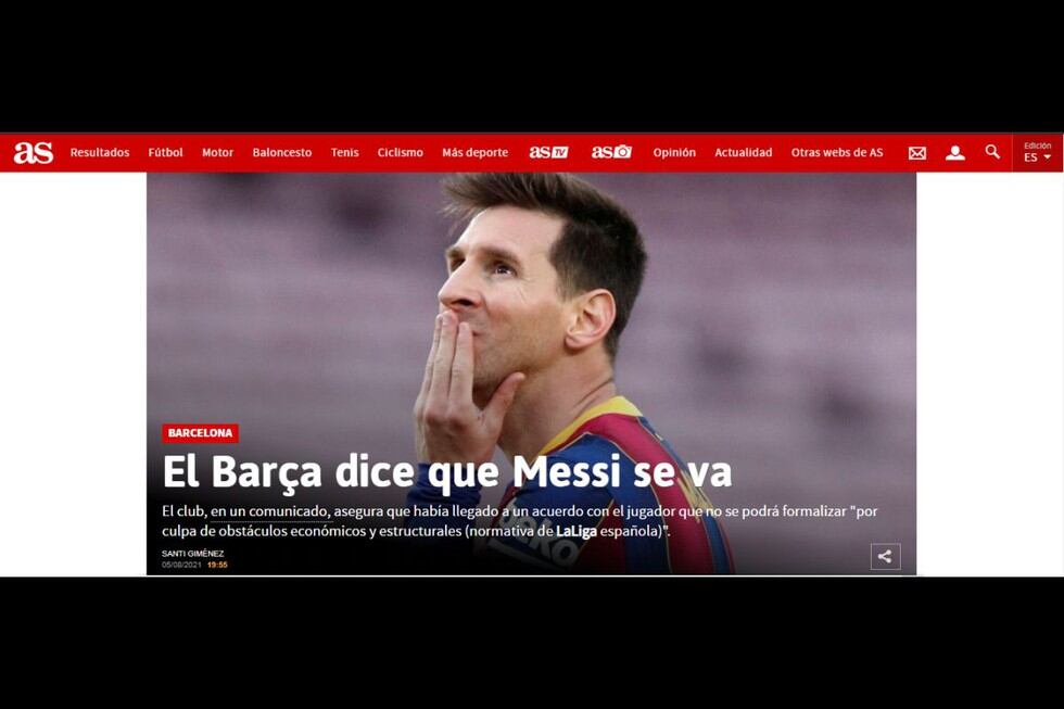 Lionel Messi ya no seguirá en Barcelona, así reaccionaron los medios internacionales. (Foto: Captura)