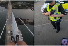Todo por un ‘selfie’: joven escaló puente de más de 150 metros de alto para tomarse una foto y al bajar fue arrestado [VIDEO]