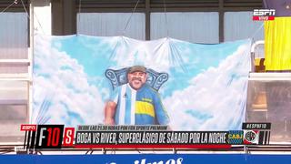 No podía faltar él: la bandera de Diego Maradona que acompañará el Boca vs. River en La Bombonera [VIDEO]