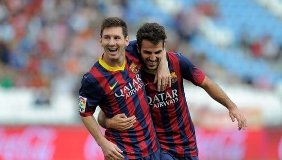 Lionel Messi y Cesc Fábregas jugaron juntos hasta 2014 en el Barcelona. (Getty)