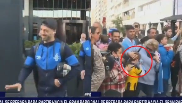 Bonito gesto de Luis Suárez en la previa del Clásico Nacional vs Peñarol. (Foto: Captura TV)