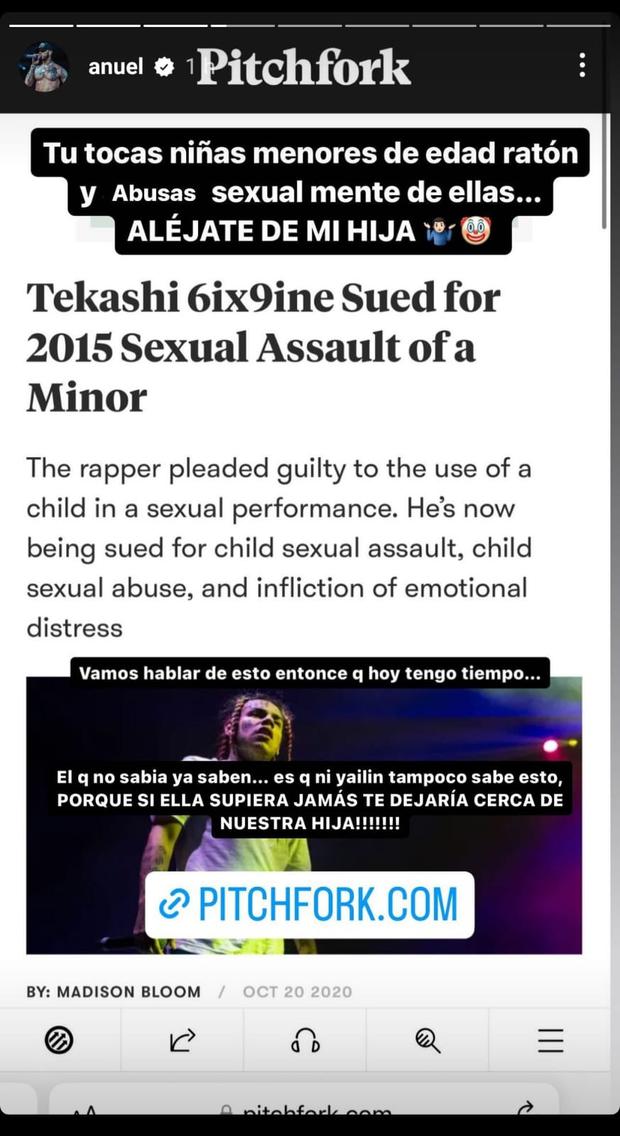 Anuel AA acusa a Tekashi 6ix9ine de agresor sexual (Foto: Anuel AA / Instagram)