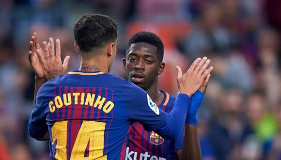 Coutinho y Dembélé llegaron al Barcelona en la temporada 2017-18. (AFP)