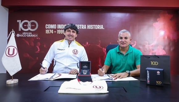 Universitario firmó un convenido con la marca Tissot para elaborar relojes conmemorativos del Centenario. (Foto: Prensa U)
