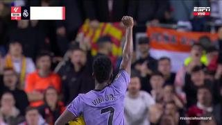 ¡Con un festejo especial! Gol de Vinícius Júnior para el 1-2 de Real Madrid vs. Valencia