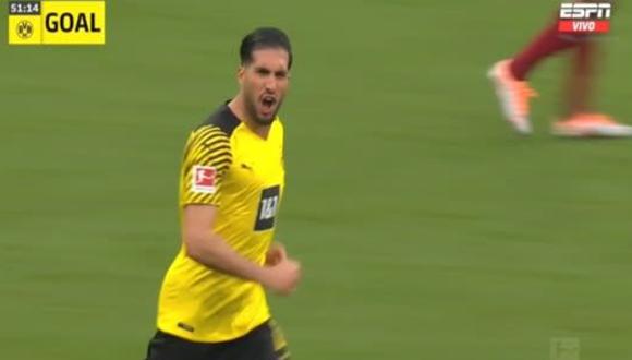 Emre Can canjeó el penal por gol a favor de Borussia Dortmund. Foto: ESPN.