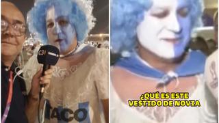 Con un vestido de novia: hincha de Argentina sorprende con su atuendo en el Mundial [VIDEO]