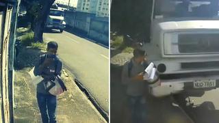 Video viral: Hombre se salva de morir atropellado por un camión