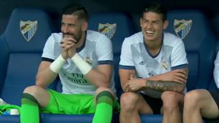 Un "moribundo" en el Real Madrid: lo último que hizo James Rodríguez en el banco de suplentes
