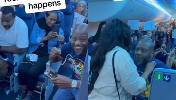 VIDEO VIRAL | El hombre esperó de rodillas a que su novia saliera de los servicios mientras todos esperaban con entusiasmo. (Foto: @mzzgina13/TikTok)
