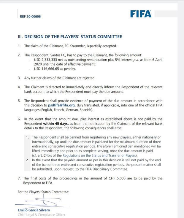 Resolución de la FIFA por el caso de Christian Cueva.