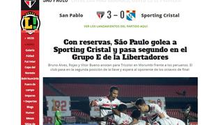 Reacción de la prensa brasileña tras el triunfo de Sao Paulo ante Sporting Cristal