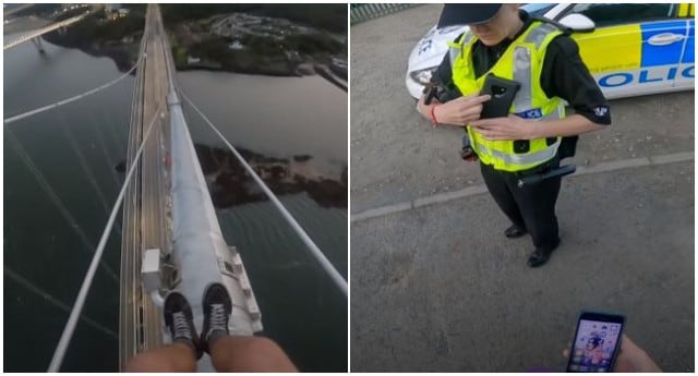 Joven escaló puente de más de 150 metros de alto para tomarse una foto y al bajar fue arrestado. (Fotos: Captura)