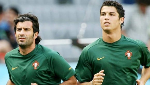 Luis Figo y Cristiano Ronaldo compartieron vestuario en la selección de Portugal. (Foto: Internet)