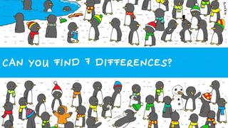 Solo alguien detallista podrá hallar las 7 diferencias en el reto viral de los pingüinos