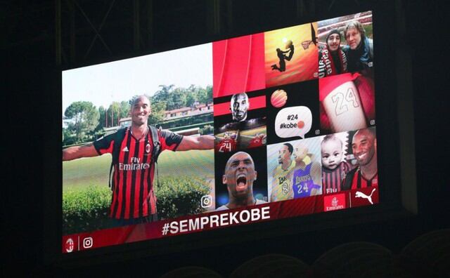AC Milan le rindió un emotivo homenaje a Kobe Bryant durante el partido contra Torino por la Copa Italia. (Foto: Twitter)
