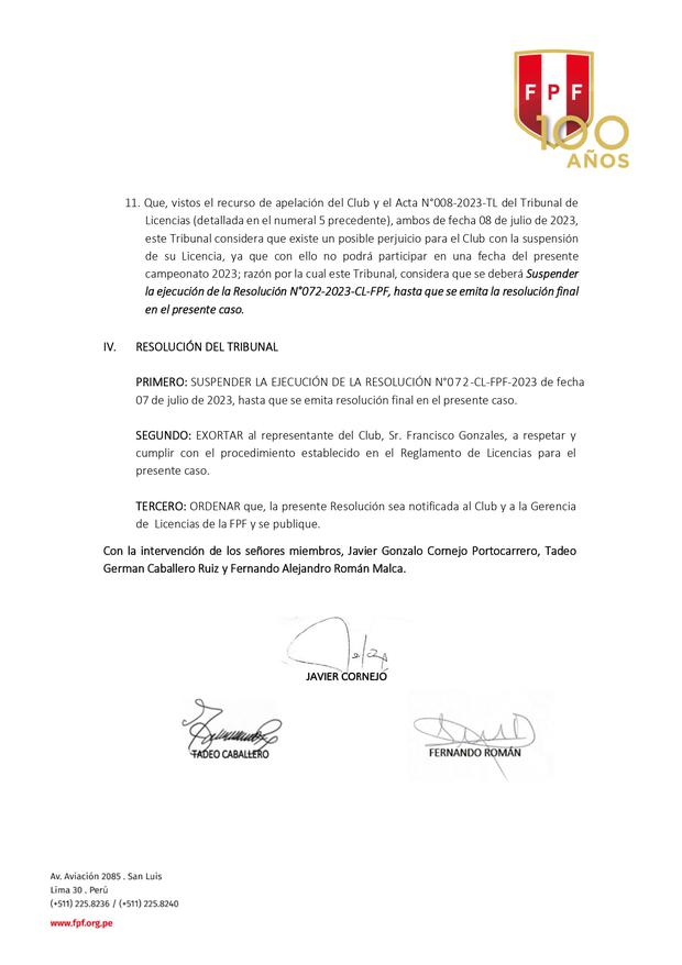 Este domingo se suspendió la sanción impuesta a Deportivo Municipal. (Foto: Difusión)