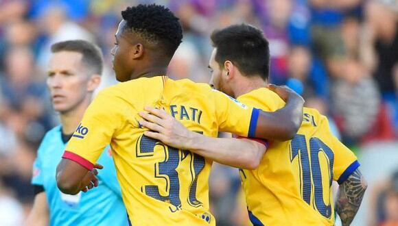 Lionel Messi y Ansu Fati fueron compañeros en FC Barcelona durante dos temporadas. (Foto: AFP)