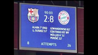 No es broma: el videomarcador del estadio Da Luz no tuvo espacio para tantos goles del Bayern Munich