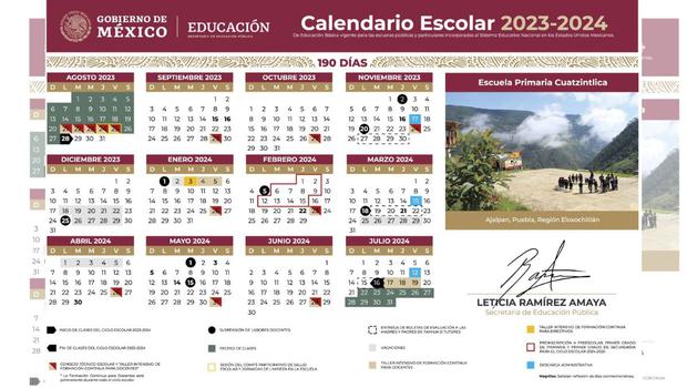 Calendario Escolar de México en 2023. (Foto: Gobierno de México)