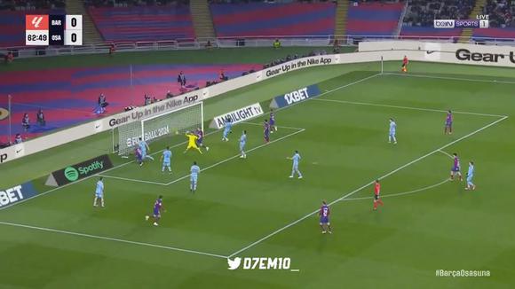 Gol de Vitor Roque para para el 1-0 del Barcelona vs. Osasuna. (Vídeo: X).