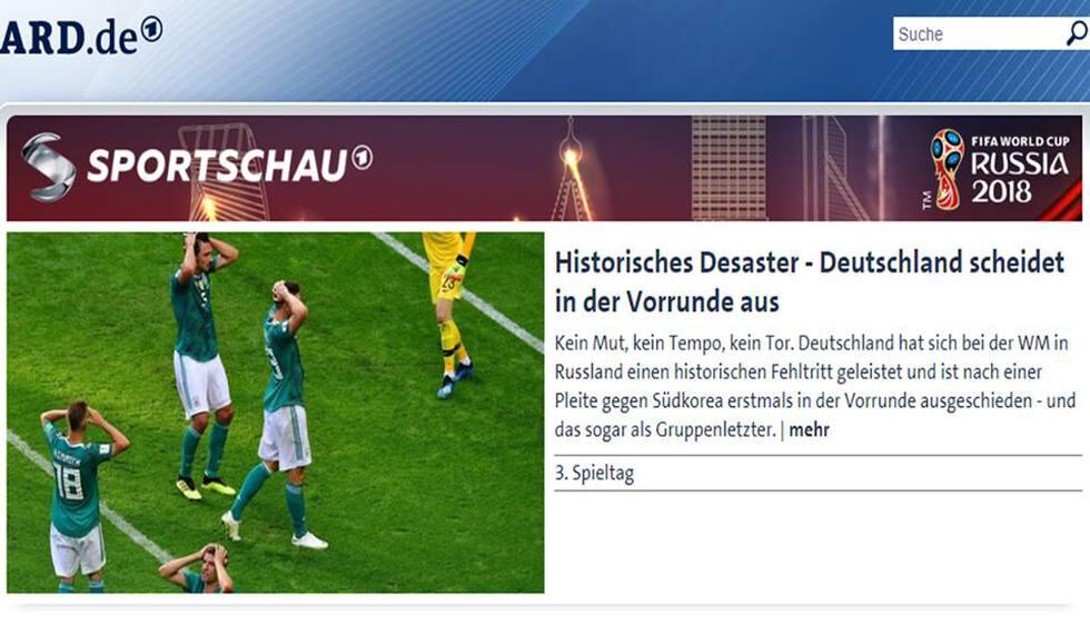 Prensa alemana critica duramente la eliminación de su selección de Rusia 2018
