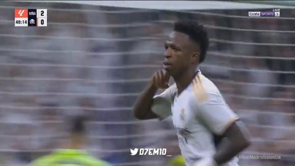 Golde Vinícius Júnior para el 3-0 de Real Madrid vs. Valencia. (Video: BeinSports)