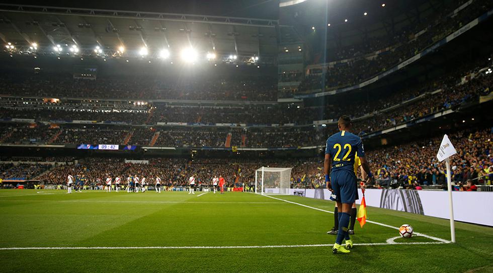 Un marco espectacular lució el Santiago Bernabéu para la final de la Copa Libertadores. (Reuters)