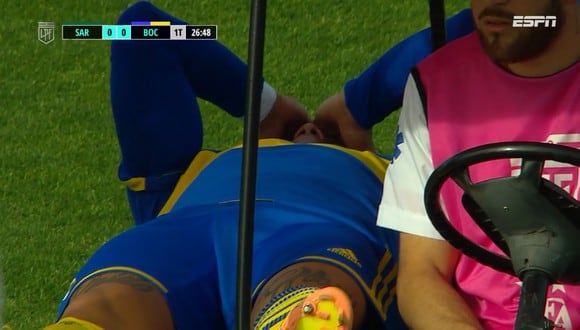 Marcos Rojo salió lesionado en el partido de Boca vs. Sarmiento. (ESPN)