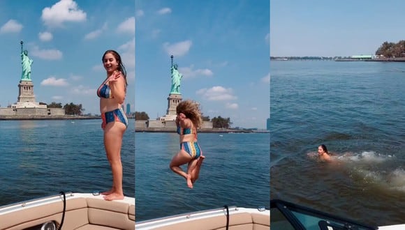 Un video viral muestra el clavado que una joven se dio en el río Hudson, una esperanza que no quiere volver a repetir. | Crédito: @chef_dp / TikTok.